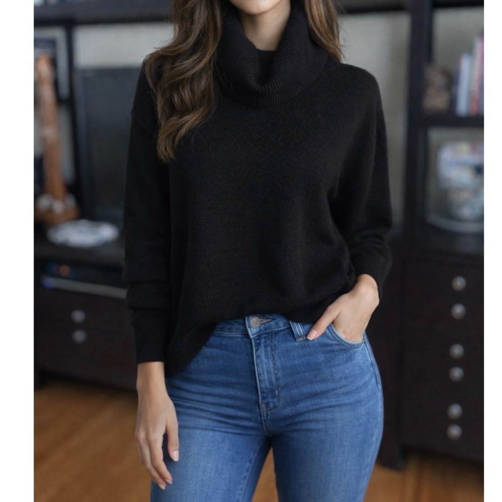 Hem & Thread Black Cowl Neck Sweater